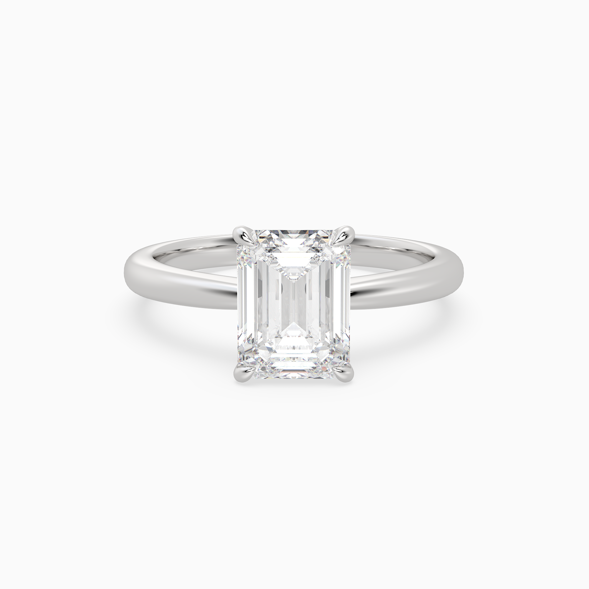 Emerald Classic Basket Plain Solitaire in Platinum main white