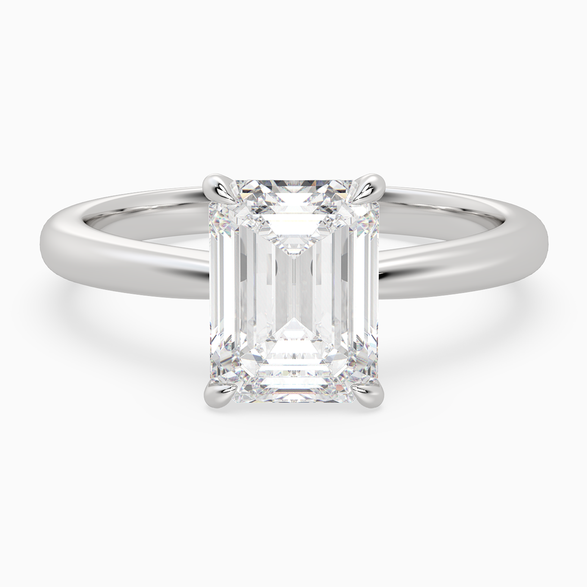 Emerald Classic Basket Plain Solitaire in Platinum main white