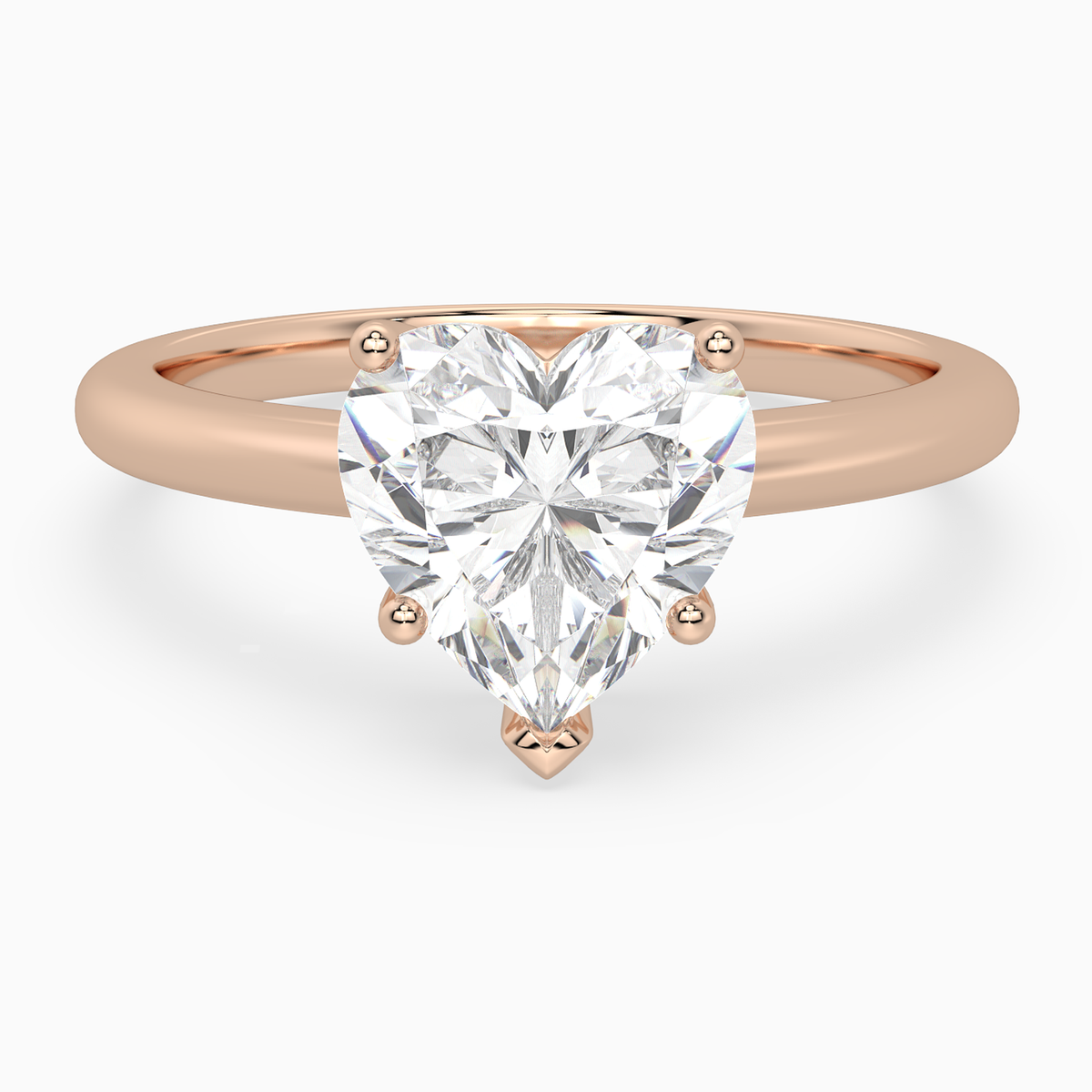 Heart Classic Basket Plain Solitaire in 14K Rose Gold main white