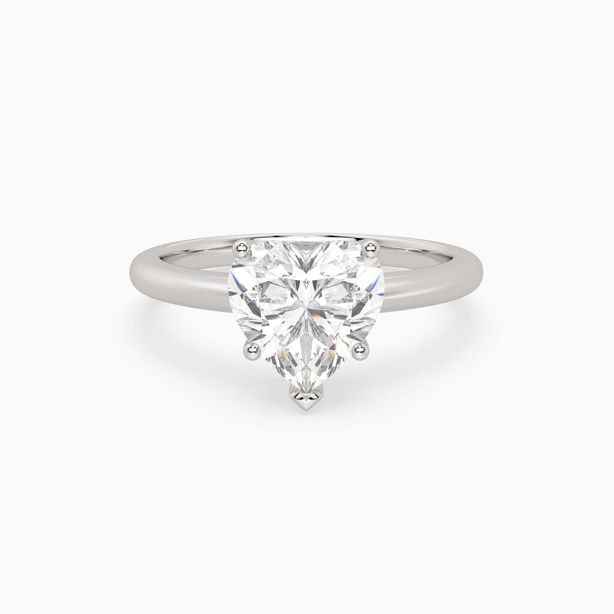 Heart Classic Basket Plain Solitaire in Platinum main white