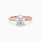 Oval Classic Basket Plain Solitaire in 14K Rose Gold main white