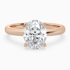 Oval Classic Basket Plain Solitaire in 14K Rose Gold main white