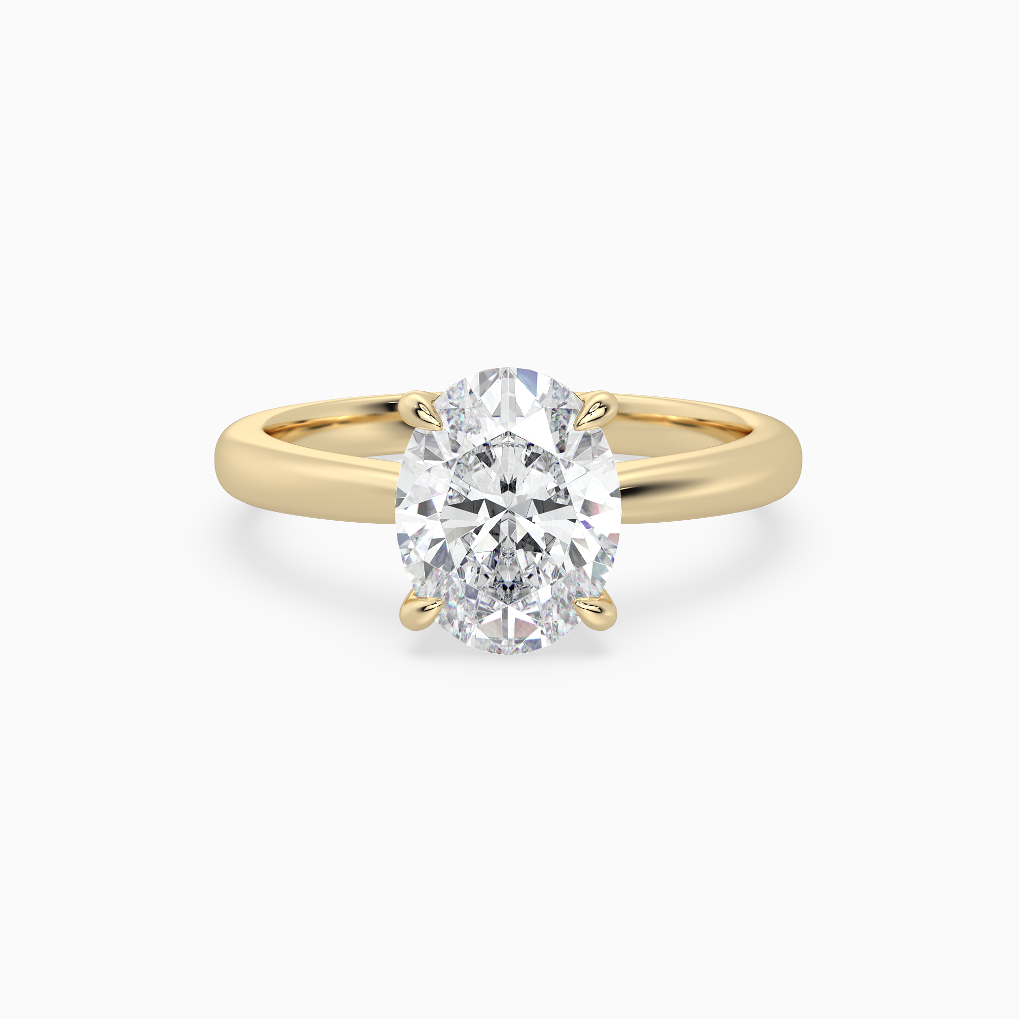 Oval Classic Basket Plain Solitaire in 14K Yellow Gold main white