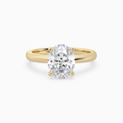 Oval Classic Basket Plain Solitaire in 18K Yellow Gold main white