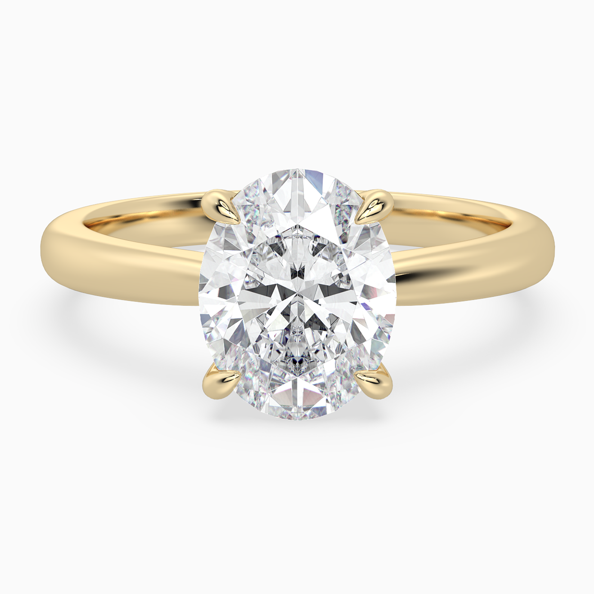 Oval Classic Basket Plain Solitaire in 18K Yellow Gold main white