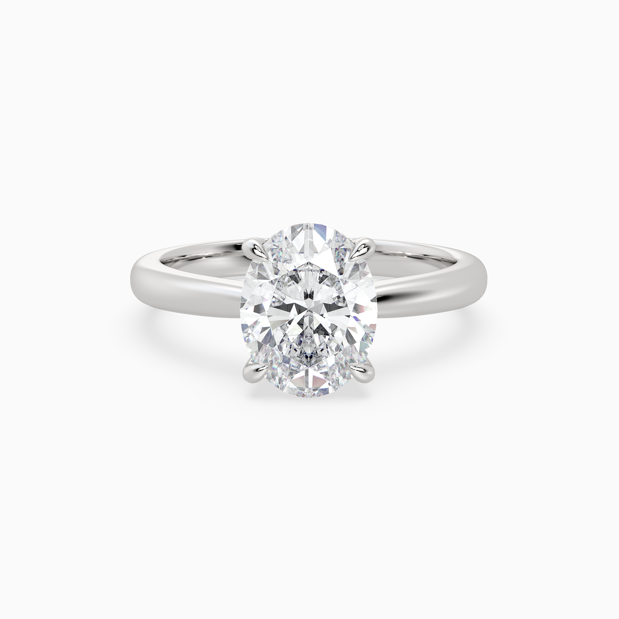 Oval Classic Basket Plain Solitaire in Platinum main white