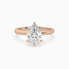 Pear Classic Basket Plain Solitaire in 14K Rose Gold main white