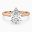 Pear Classic Basket Plain Solitaire in 14K Rose Gold main white