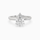 Pear Classic Basket Plain Solitaire in 14K White Gold main white