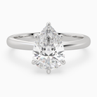Pear Classic Basket Plain Solitaire in 18K White Gold main white
