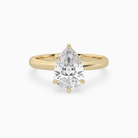 Pear Classic Basket Plain Solitaire in 18K Yellow Gold main white