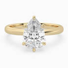 Pear Classic Basket Plain Solitaire in 18K Yellow Gold main white