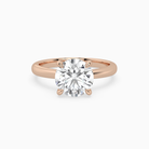 Round Classic Basket Plain Solitaire in 14K Rose Gold main white
