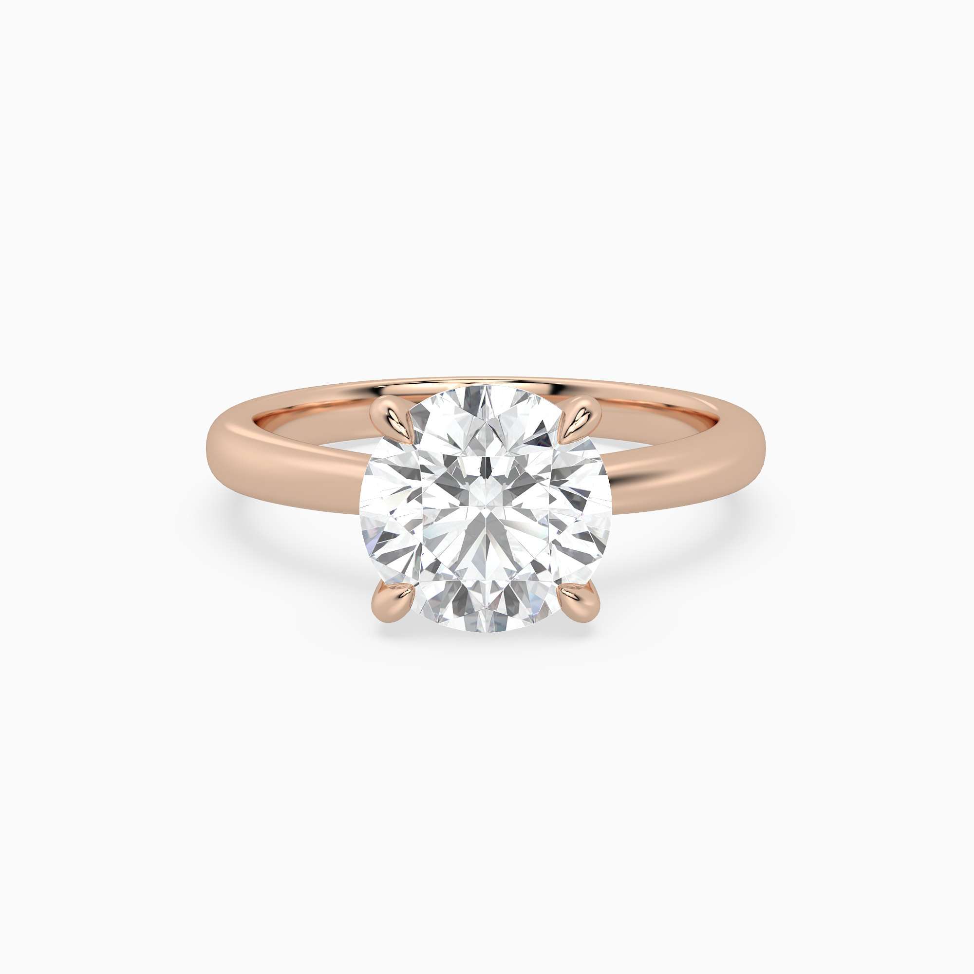 Round Classic Basket Plain Solitaire in 14K Rose Gold main white