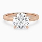 Round Classic Basket Plain Solitaire in 14K Rose Gold main white