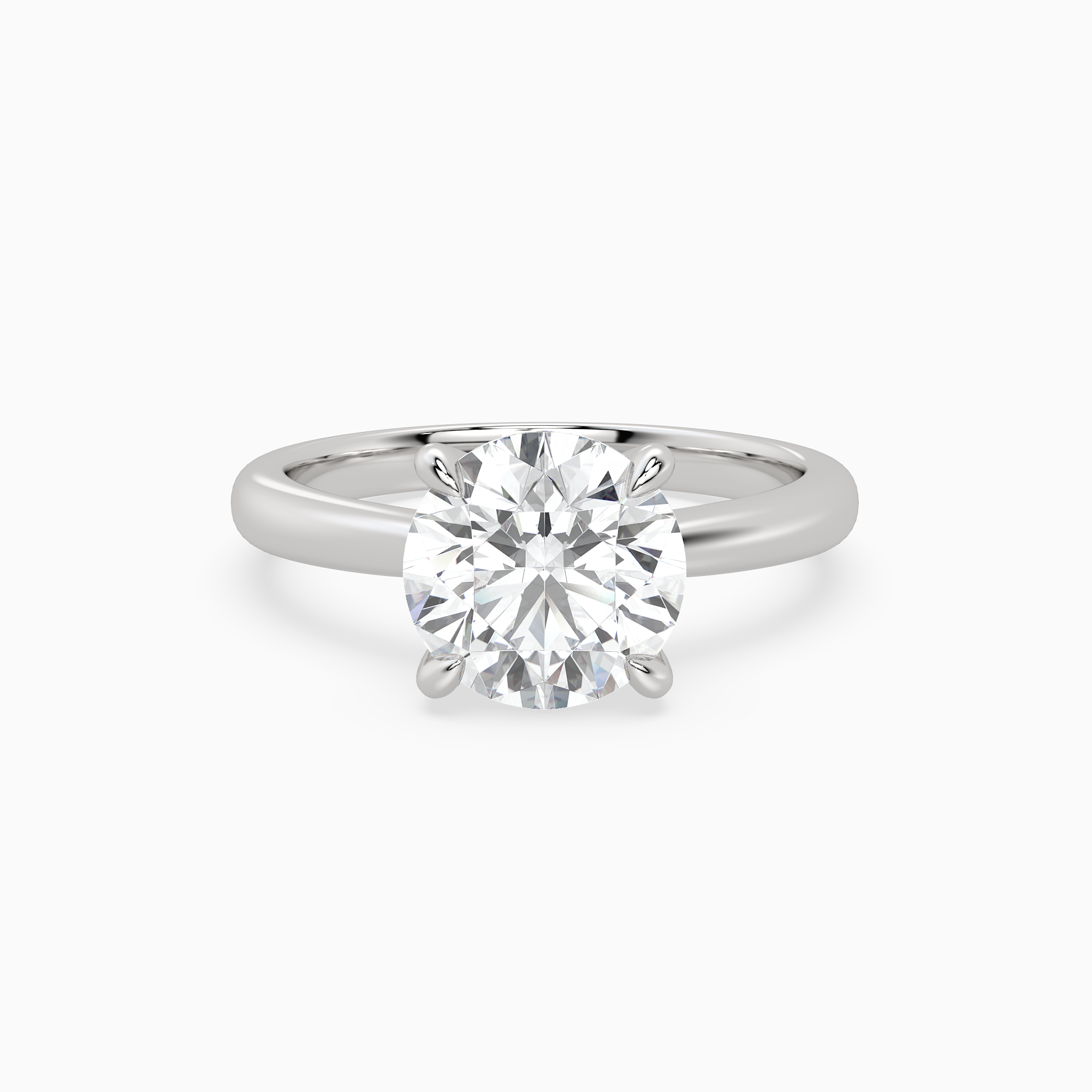 Round Classic Basket Plain Solitaire in 14K White Gold main white