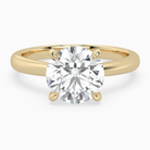 Round Classic Basket Plain Solitaire in 14K Yellow Gold main white