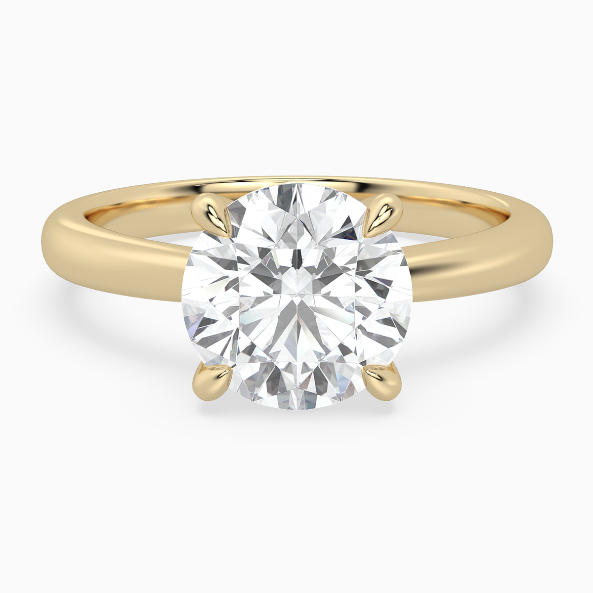 Round Classic Basket Plain Solitaire in 14K Yellow Gold main white