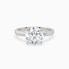 Round Classic Basket Plain Solitaire in 18K White Gold main white