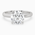 Round Classic Basket Plain Solitaire in 18K White Gold main white