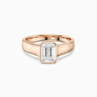 Emerald Wide Tapered Bezel Solitaire in 14K Rose Gold main white