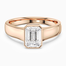 Emerald Wide Tapered Bezel Solitaire in 14K Rose Gold main white