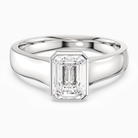 Emerald Wide Tapered Bezel Solitaire in 14K White Gold main white