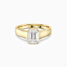 Emerald Wide Tapered Bezel Solitaire in 14K Yellow Gold main white