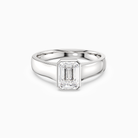 Emerald Wide Tapered Bezel Solitaire in 18K White Gold main white
