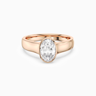Oval Wide Tapered Bezel Solitaire in 14K Rose Gold main white