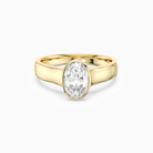 Oval Wide Tapered Bezel Solitaire in 14K Yellow Gold main white