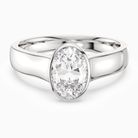 Oval Wide Tapered Bezel Solitaire in 18K White Gold main white