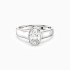 Oval Wide Tapered Bezel Solitaire in Platinum main white