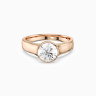 Round Wide Tapered Bezel Solitaire in 14K Rose Gold main white