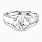 Round Wide Tapered Bezel Solitaire in 14K White Gold main white