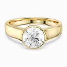 Round Wide Tapered Bezel Solitaire in 14K Yellow Gold main white