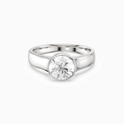 Round Wide Tapered Bezel Solitaire in Platinum main white
