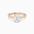 Emerald Medium Tapered Bezel Solitaire in 14K Rose Gold main white