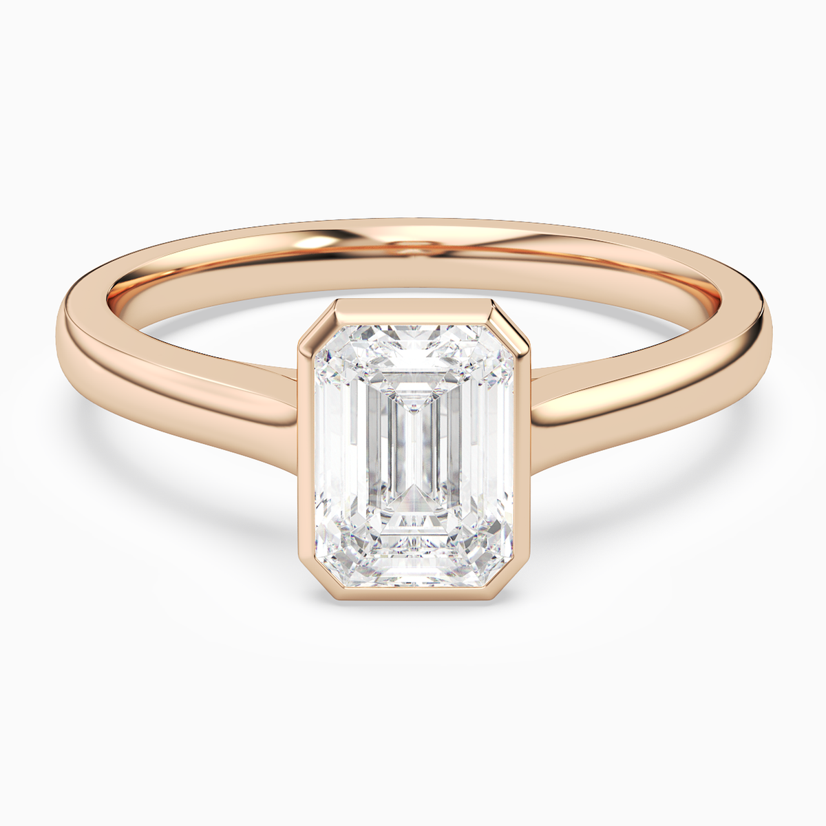 Emerald Medium Tapered Bezel Solitaire in 14K Rose Gold main white