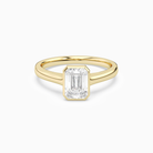 Emerald Medium Tapered Bezel Solitaire in 14K Yellow Gold main white