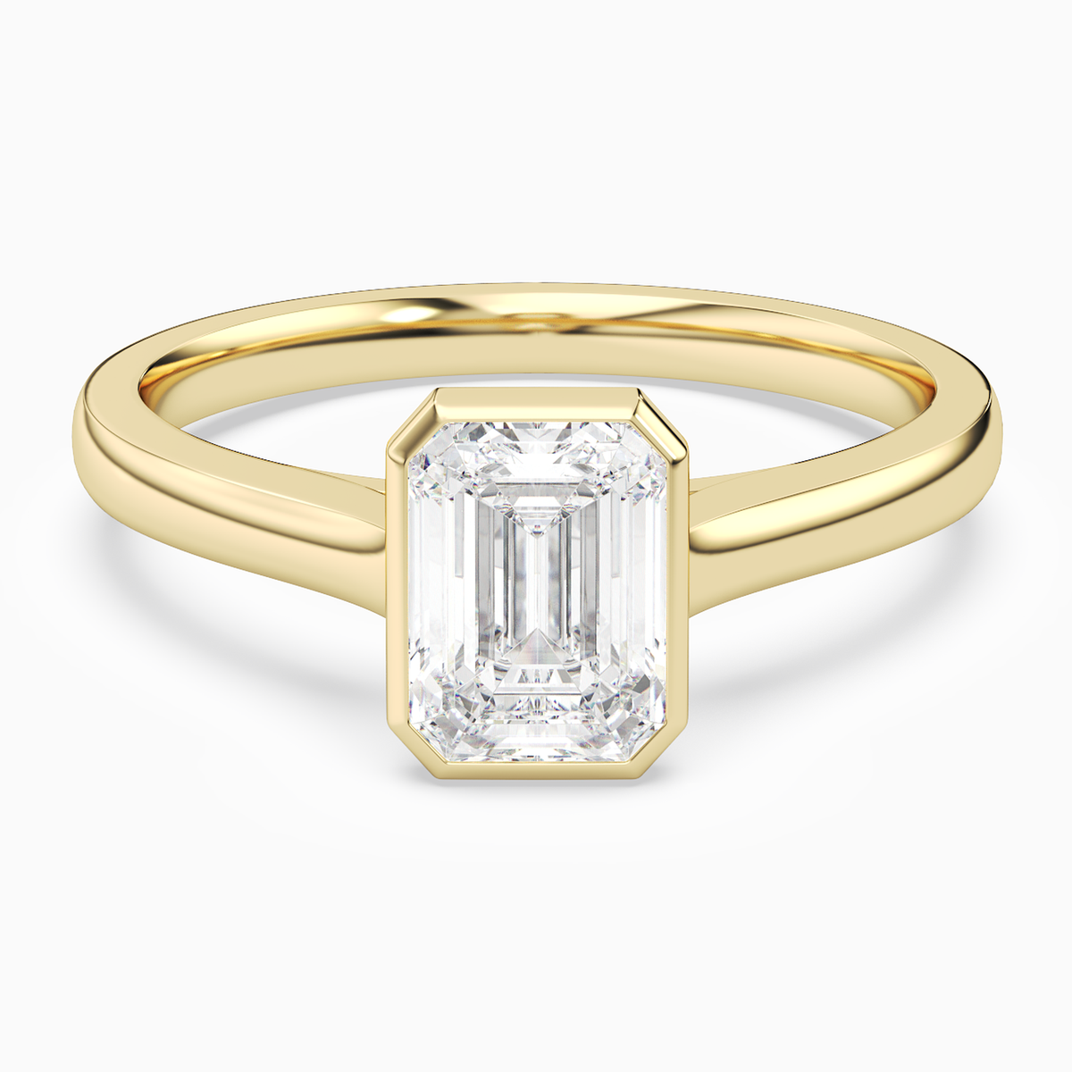Emerald Medium Tapered Bezel Solitaire in 14K Yellow Gold main white