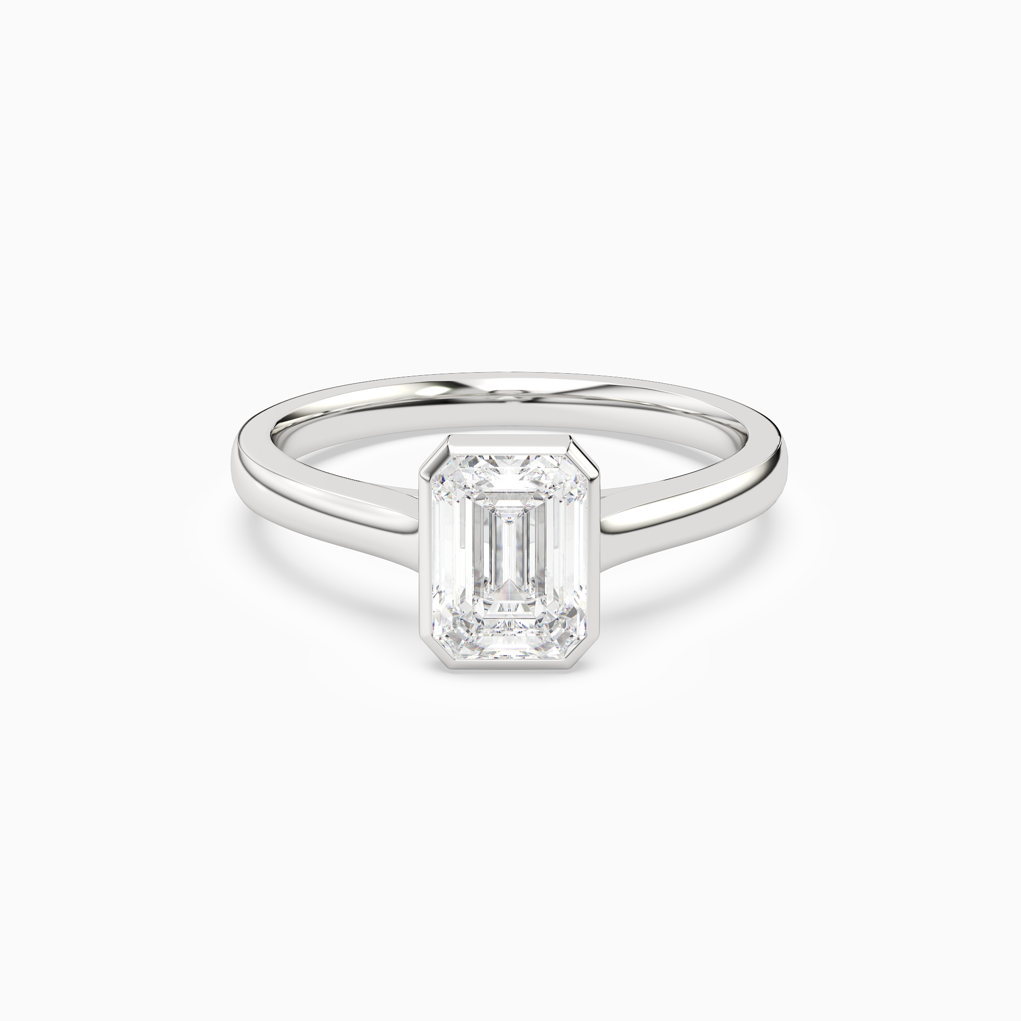 Emerald Medium Tapered Bezel Solitaire in 18K White Gold main white