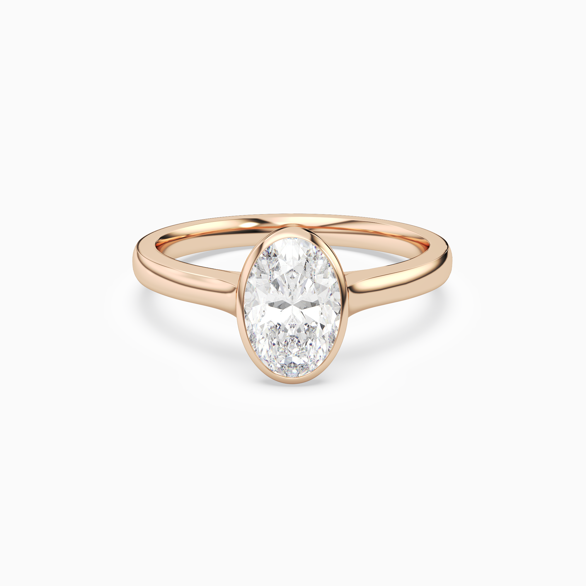 Oval Medium Tapered Bezel Solitaire in 14K Rose Gold main white