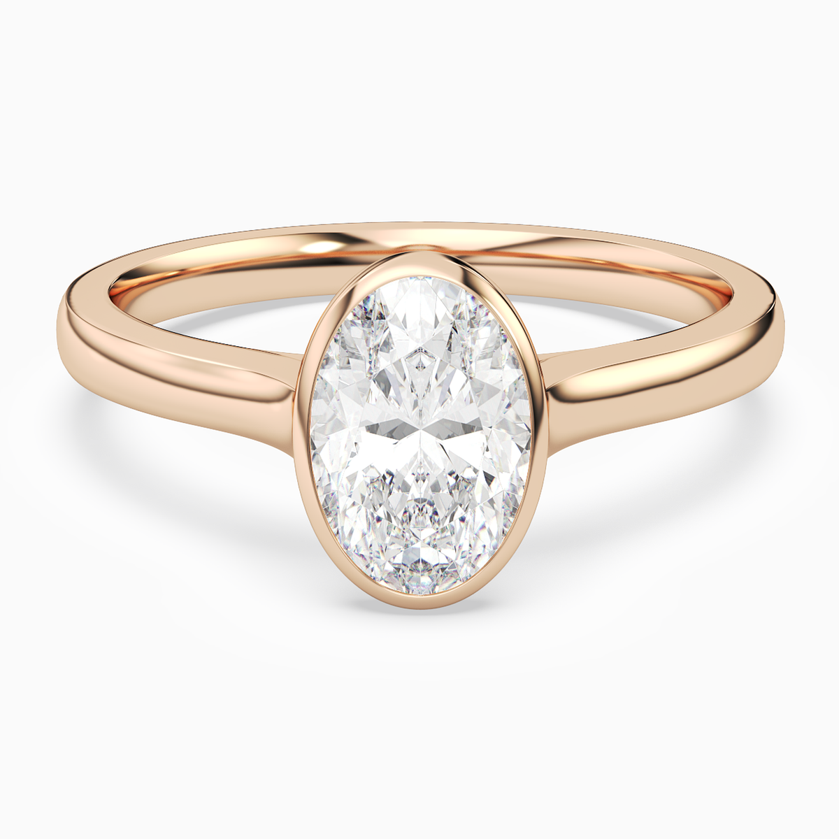 Oval Medium Tapered Bezel Solitaire in 14K Rose Gold main white