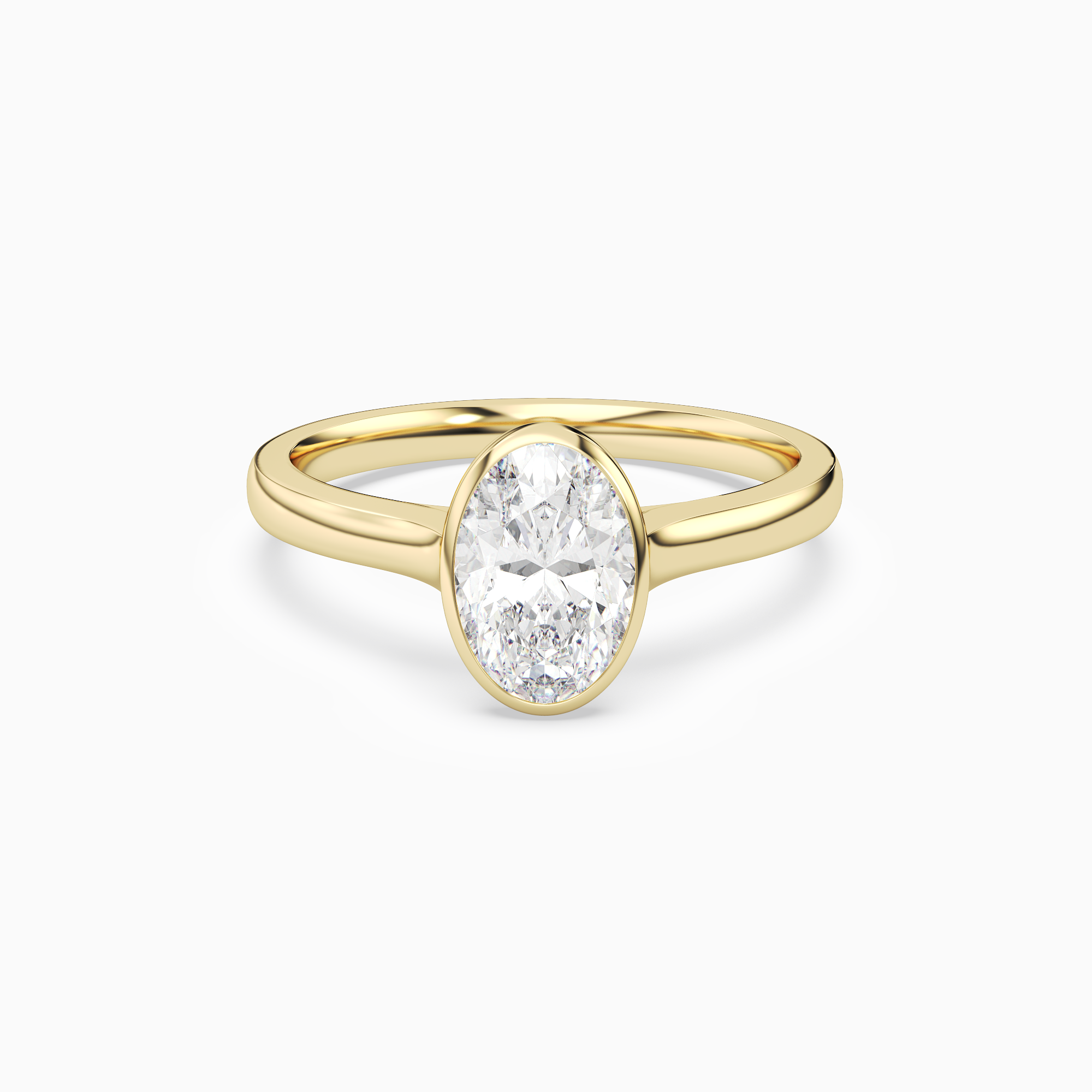 Oval Medium Tapered Bezel Solitaire in 18K Yellow Gold main white