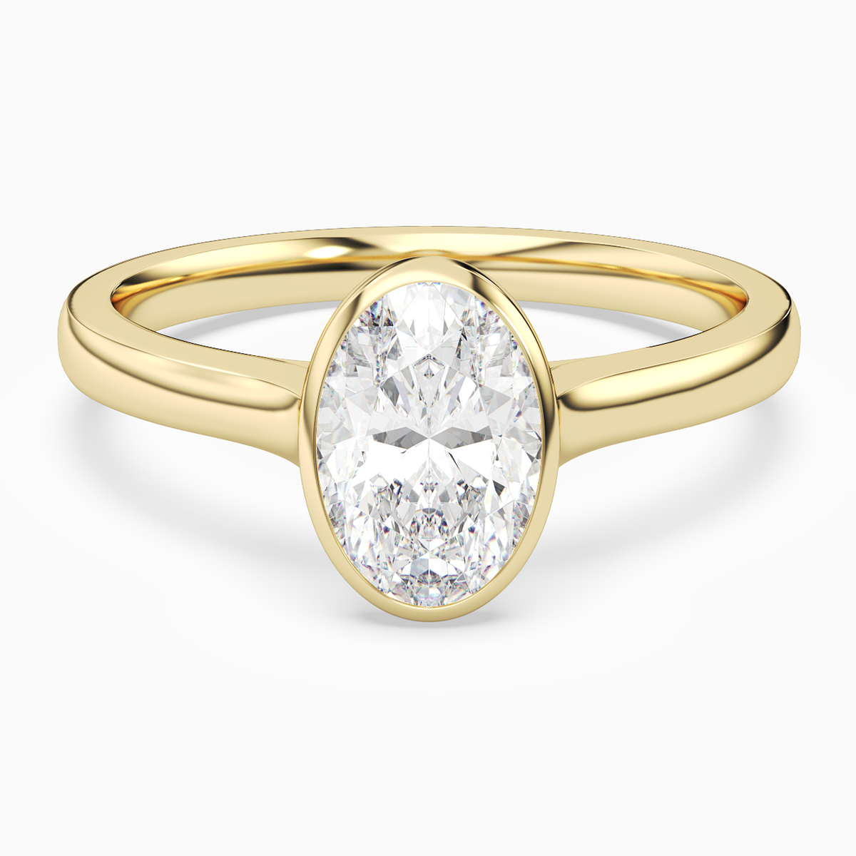 Oval Medium Tapered Bezel Solitaire in 18K Yellow Gold main white