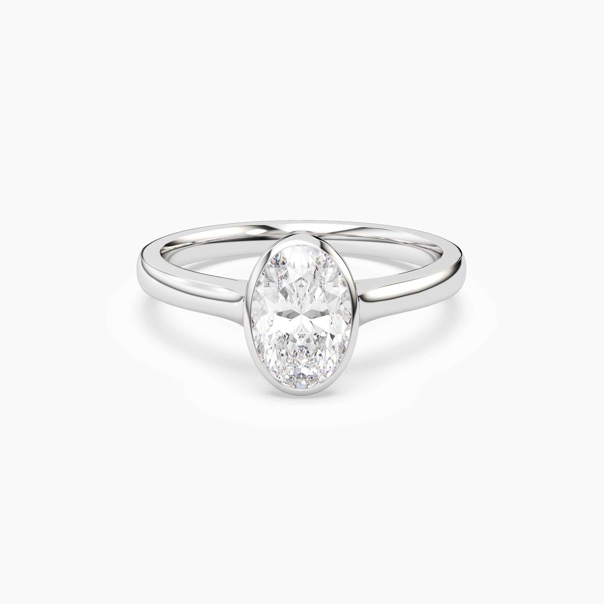 Oval Medium Tapered Bezel Solitaire in Platinum main white