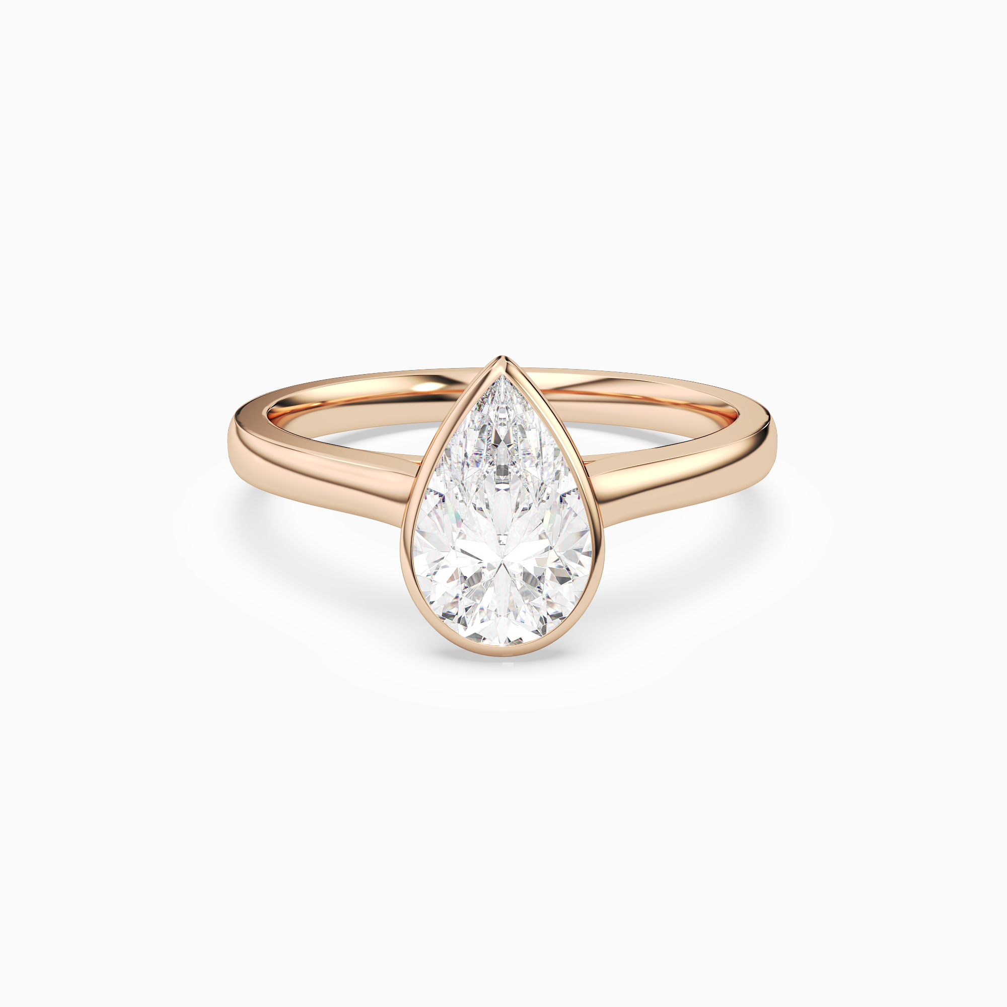 Pear Medium Tapered Bezel Solitaire in 14K Rose Gold main white