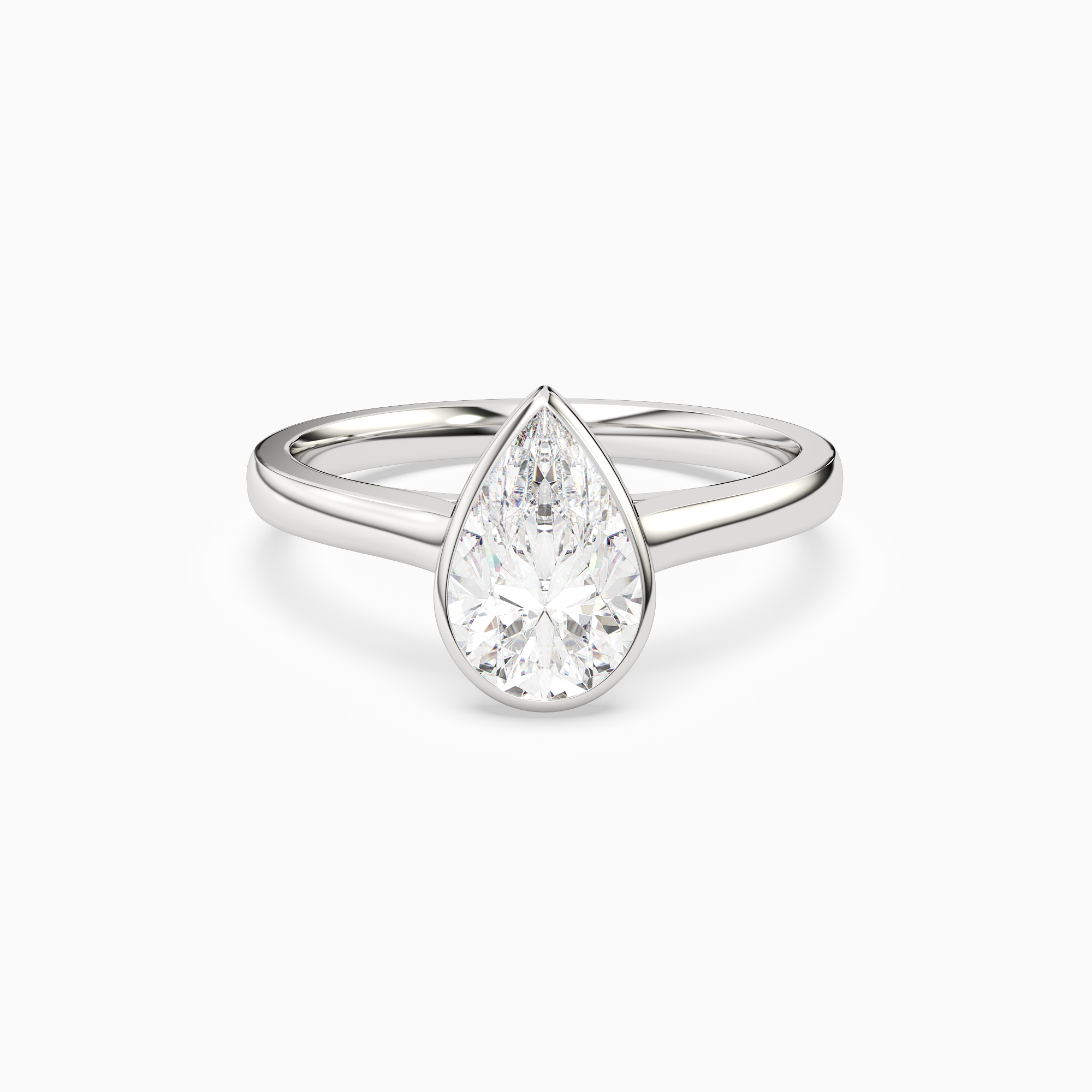 Pear Medium Tapered Bezel Solitaire in Platinum main white