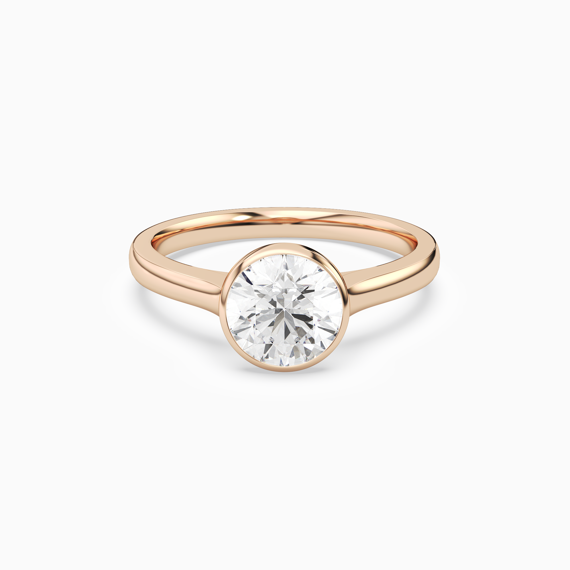 Round Medium Tapered Bezel Solitaire in 14K Rose Gold main white